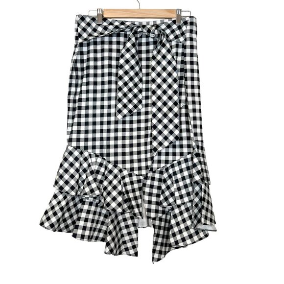 New York & Company Skirt L Black White Gingham Print Mermaid Midi Size 12 - Picture 1 of 10